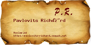 Pavlovits Richárd névjegykártya